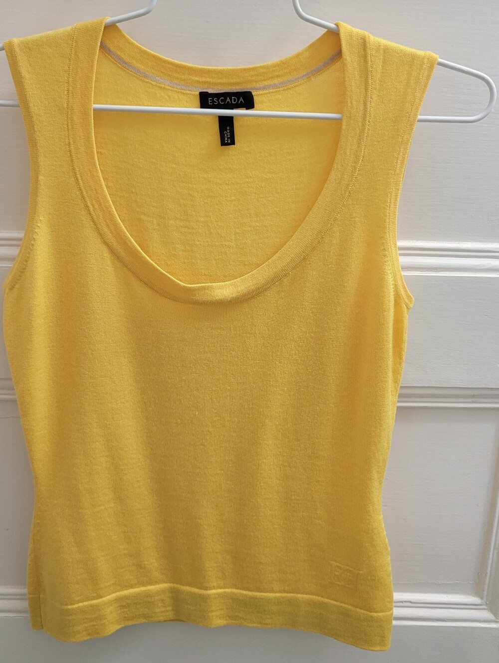 Escada Silk Cashmere Twin Set XS/S EU 34 Yellow Wrap Cardigan & Shell Tank Luxe - Picture 5 of 10